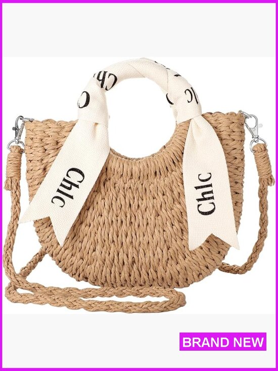 Handbags - Woven Straw Crossbody Bag Hobo Shoulder Purse Summer Beach Vacation Y2K